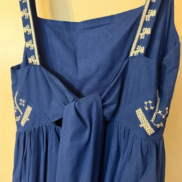 FARM Rio Macaw Sundress Medium Blue & White Embroidered Tropical Dress - Picture 9 of 12